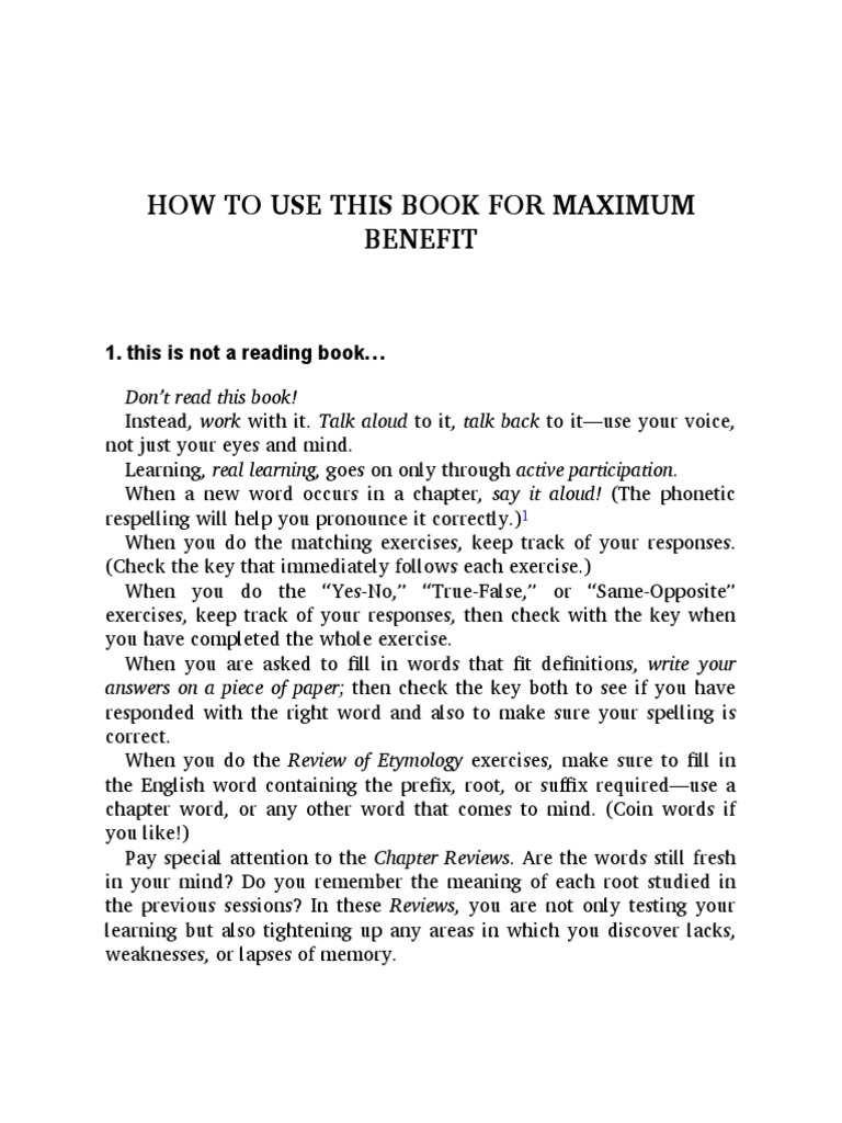 How To Use This Book For Maximum Benefit PDF Verb Stress