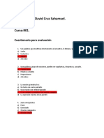 Cuestionario para Evaluación Español.