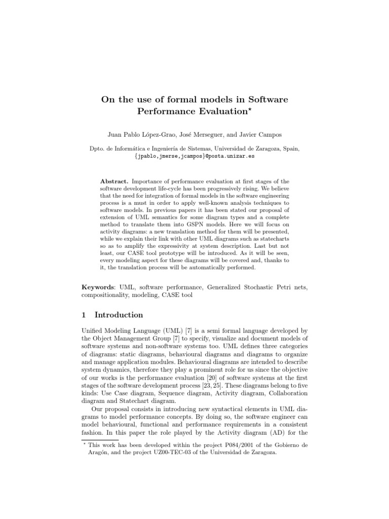 On The Use of Formal Models in Software Performance Evaluation | PDF ...