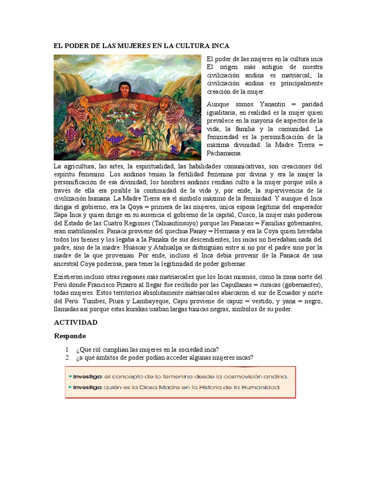 Poder Femenino en la Cultura Inca | PDF | Imperio Inca | Mujer