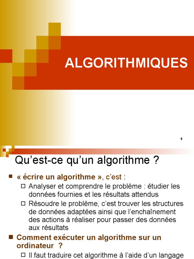 Cours Les ALGORITHMES | PDF | Variable (informatique) | Langage de ...