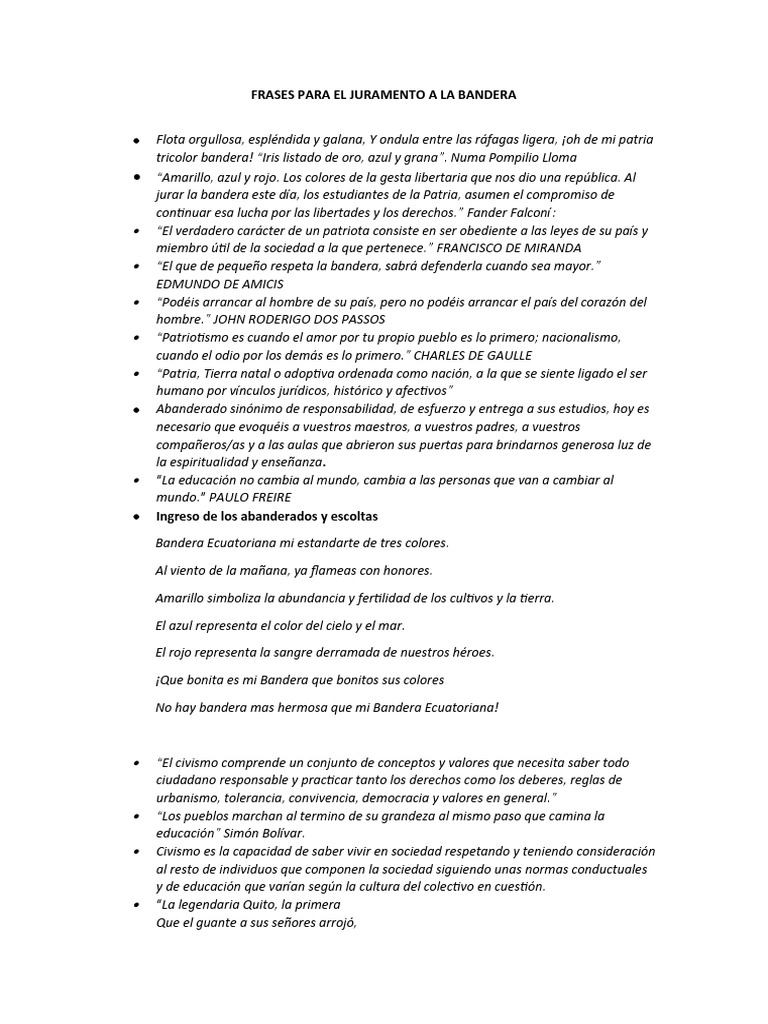 Frases para El Juramento A La Bandera | PDF | Patriotismo, image size:768x1024