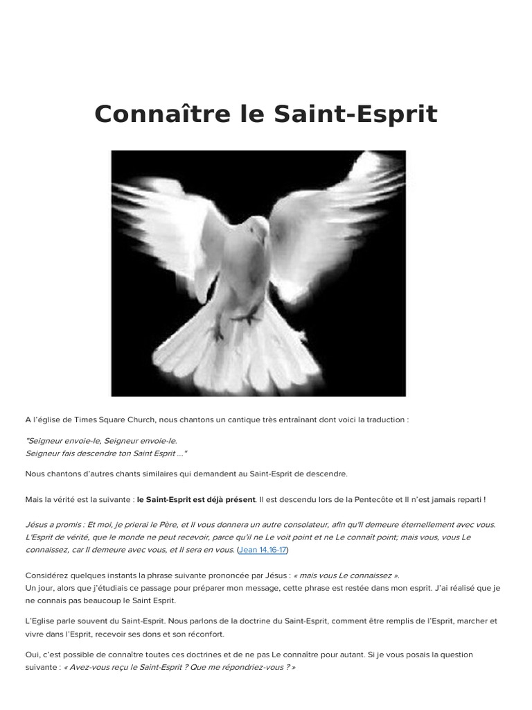 Connaitre Le Saint Esprit | PDF | Saint-Esprit | Jésus