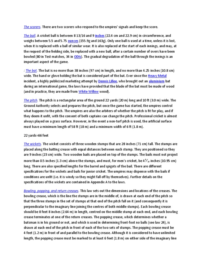 Cricket PDF Bowling (Cricket) Sports Rules And Regulations