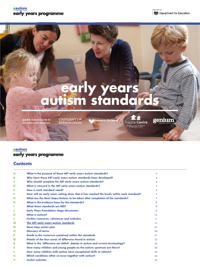 Early Years Autism Standards Genium PDF Autism Autism Spectrum