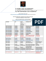 NEW YORK JAZZ ACADEMY 2021 Early Fall Semester at A Glance