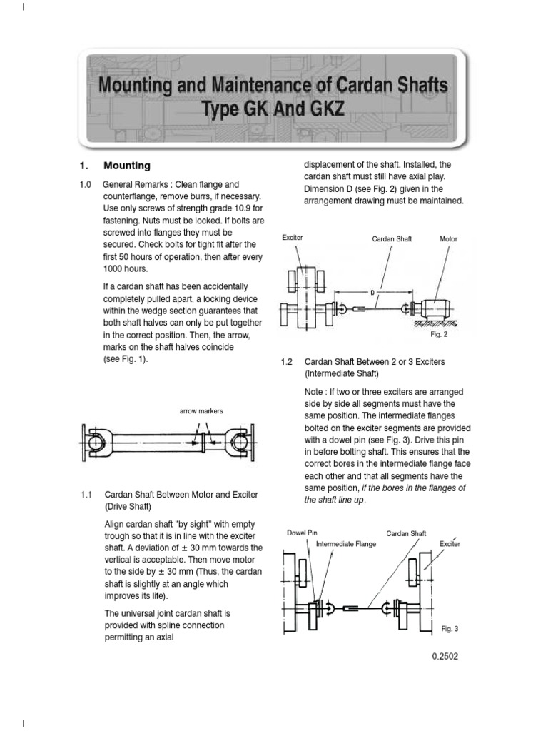 Mounting: Exciter Cardan Shaft Motor | PDF | Screw | Equipment