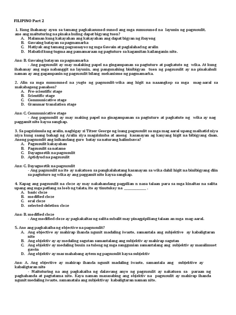 Filipino Part 2 | PDF