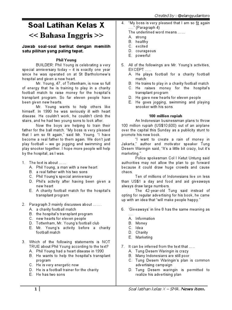 Soal News Item 2020 Contoh Soal Pelajaran