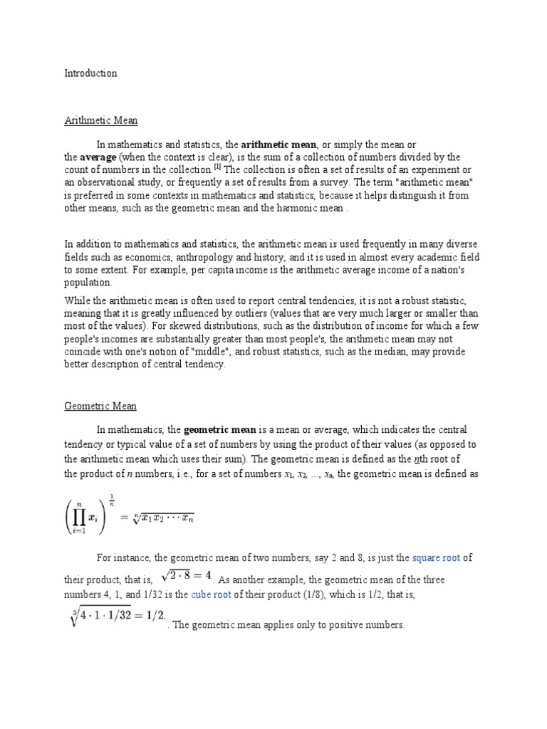 Square Root Cube Root PDF Mean Arithmetic Mean