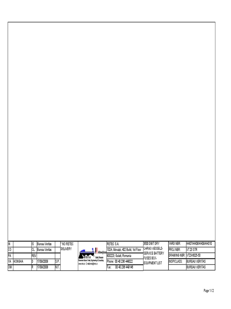 VT23602550 Electrical Equipment List PDF