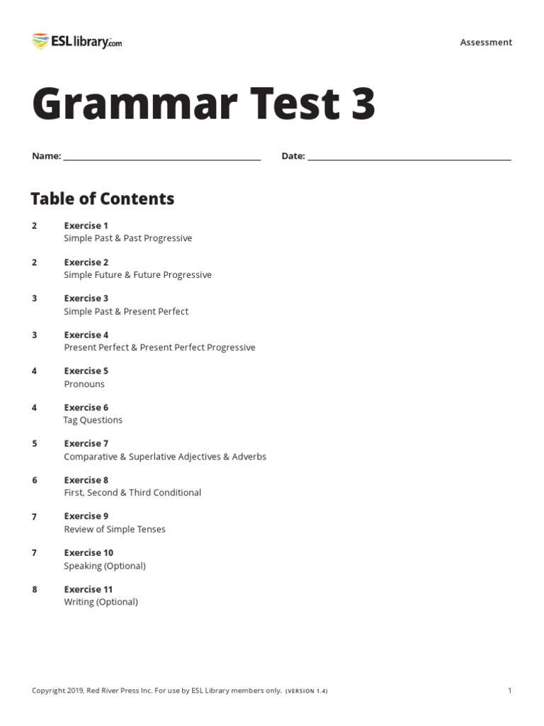 Grammar Test 3: Assessment | PDF | Cognitive Science | Linguistics