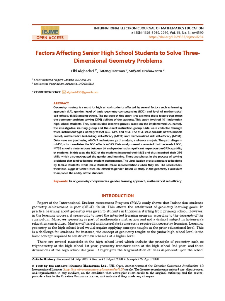 2020 - Factors Affecting Senior High School Students To Solve Three ...