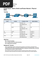 10.4.4 Packet Tracer Build A Switch and Router Network Physical Mode