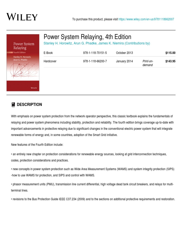Wiley Power System Relaying, 4th Edition 978!1!118662007 PDF