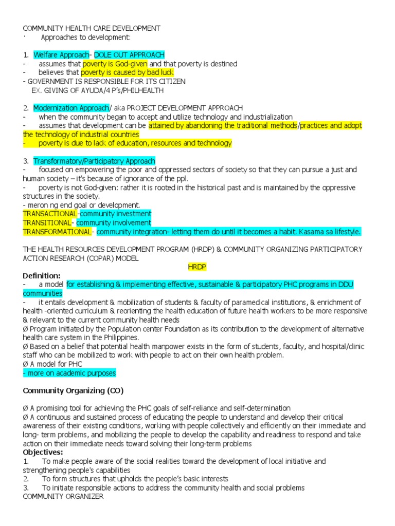 Community Health Care Development Approaches | PDF | Community ...