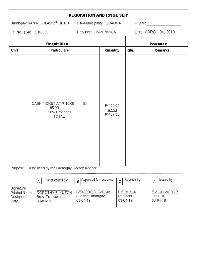 Requisition and Issue Slip PDF
