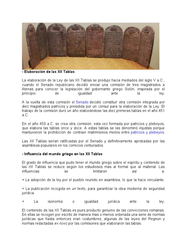 Doce Tablas Del Codigo Juridico Del Derecho Romano PDF Justicia