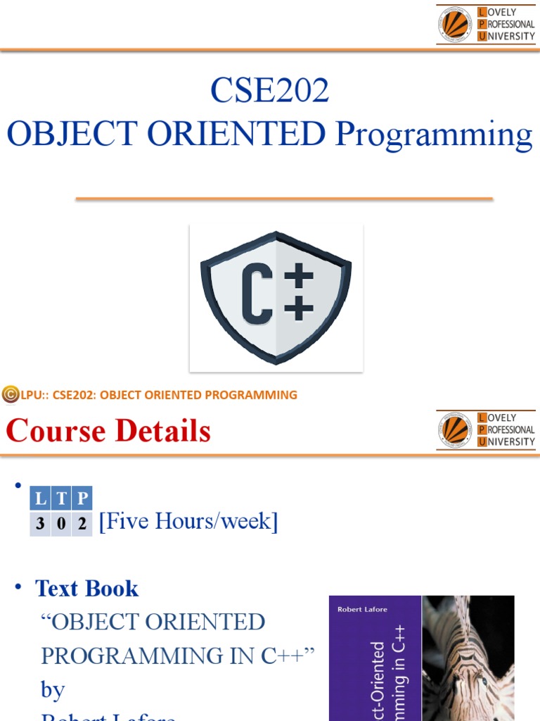 LPU CSE202: Object Oriented Programming | PDF | C++ | Object Oriented ...