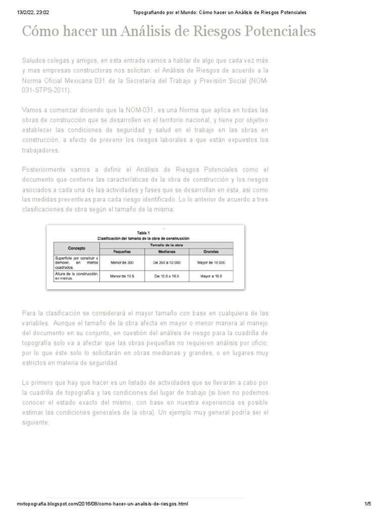 Análisis de Riesgos en Topografía | PDF | Riesgo | Información