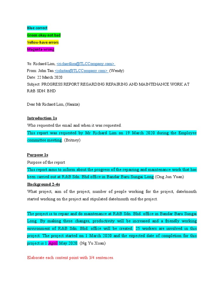 R&B Sdn. Bhd. Maintenance Progress Report | PDF | Art | Computers