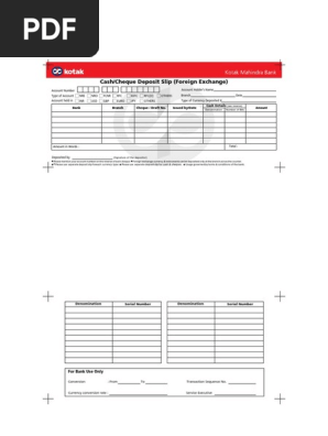 Fcy Deposit Slip
