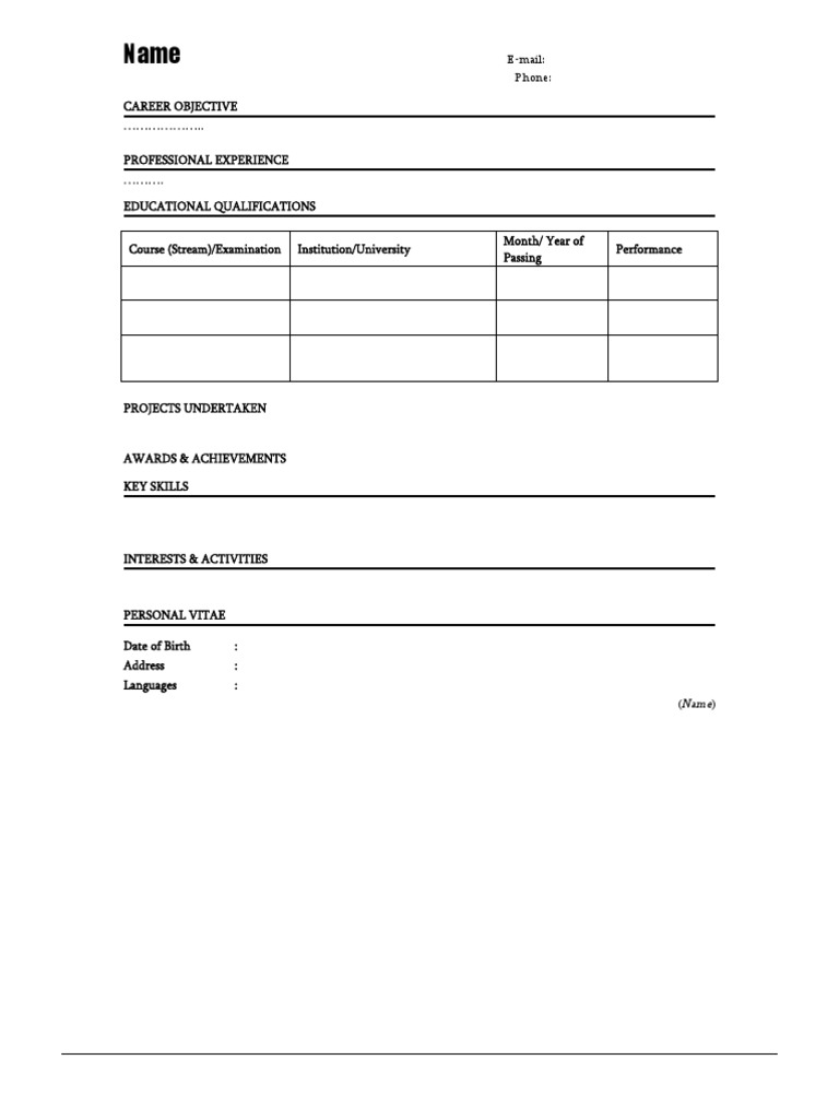 Resumr Formt | PDF | Career & Growth