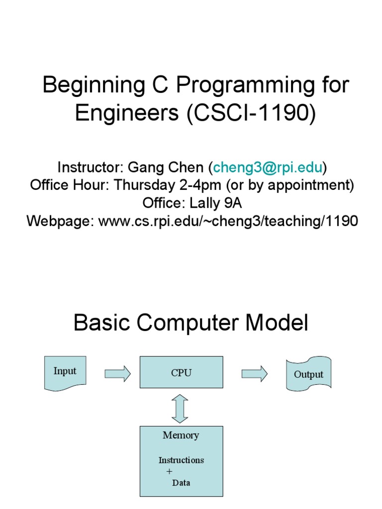 Beginning C Programming For Engineers (CSCI-1190) | PDF | Integer ...