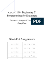 CSCI-1190: Beginning C Programming For Engineers: Lecture 4: Arrays and Pointers Gang Chen