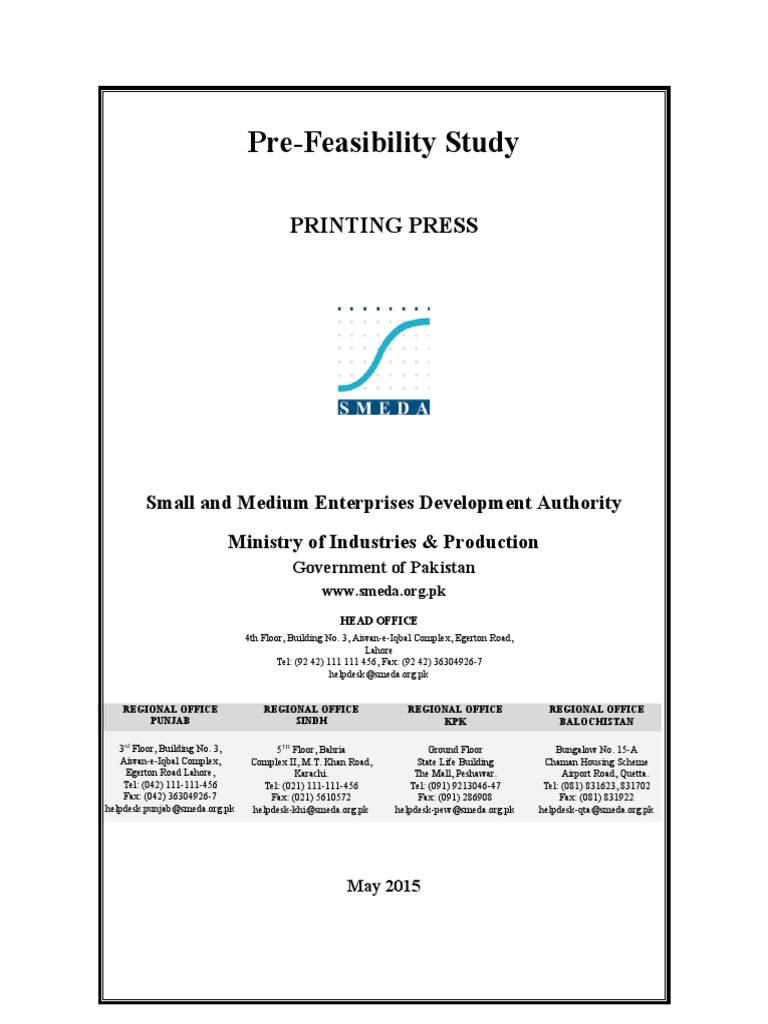 Pre-Feasibility Study: Printing Press | PDF | Small And Medium Sized ...