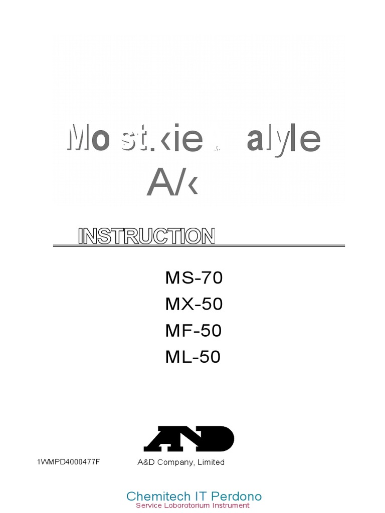 User Manual Moisture Analyzer and MX50 Ms MX MF ML PDF