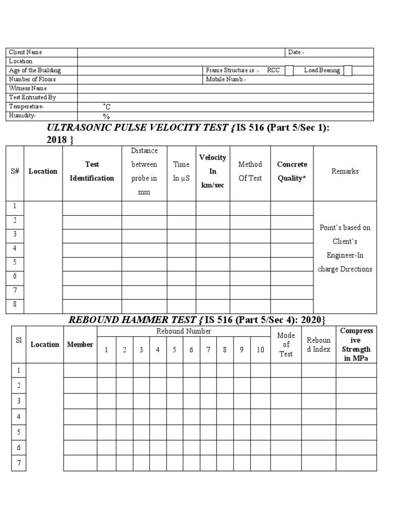 Ultrasonic pulse velocity test is 516 part 5 sec 1 2018 pdf