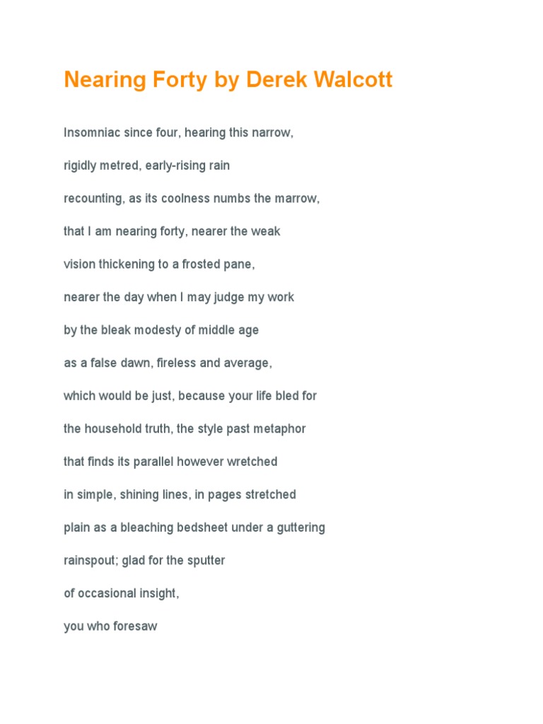 Nearing Forty by Derek Walcott PDF