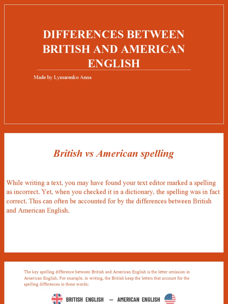 British vs American English Differences | PDF