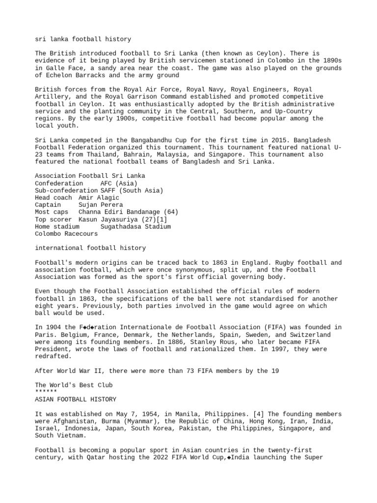 Football History PDF Team Sports Football Codes