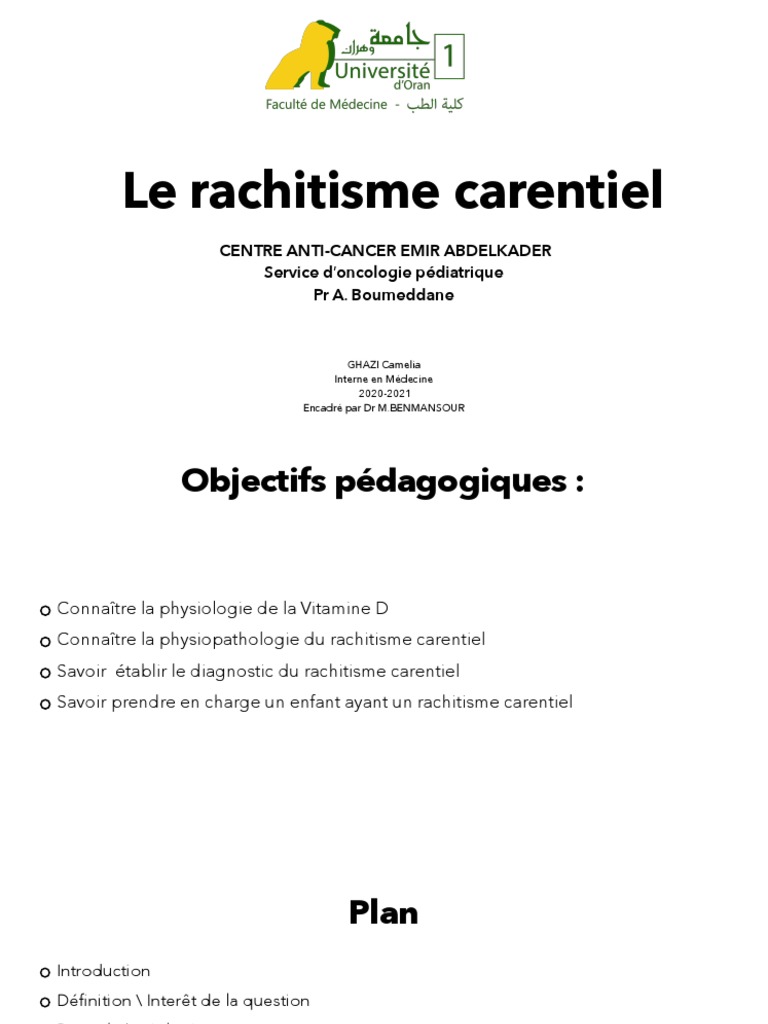 Rachitisme Carentiel : Diagnostic et Traitement | PDF | Vitamine D ...