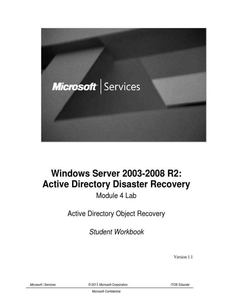 Windows Server 2003-2008 R2: Active Directory Disaster Recovery | PDF ...