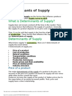 What Is Determinants of Supply?