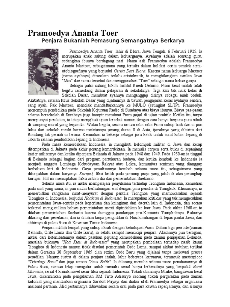 Biografi Pramoedya Ananta Toer | PDF