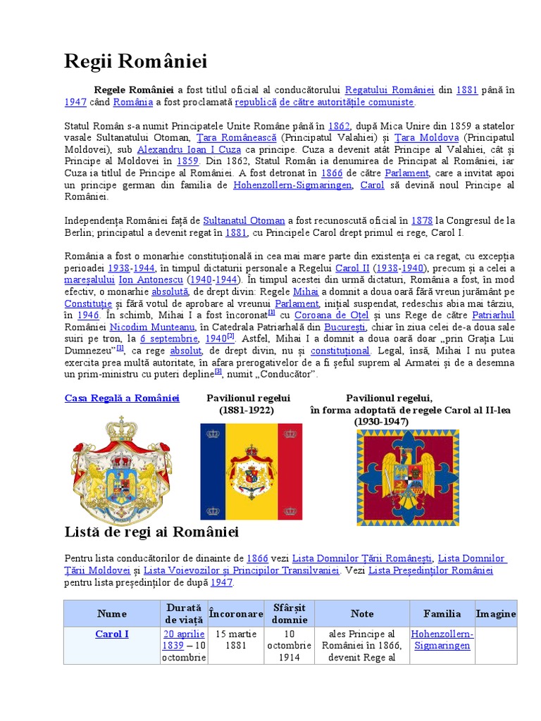 Regii României | PDF