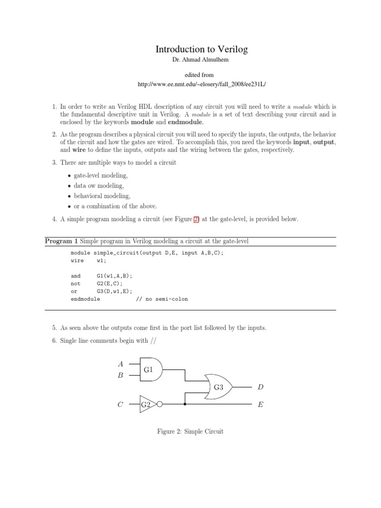 Introduction to Verilog HDL | PDF | Bit | Computing
