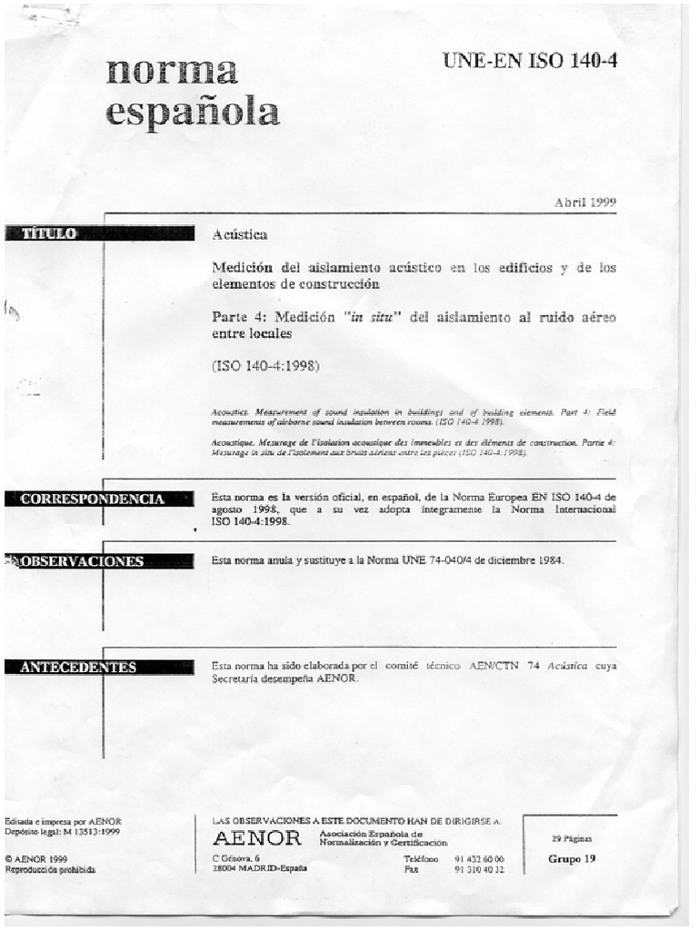 Norma-ISO-140 - 4b ACÚSTICA | PDF