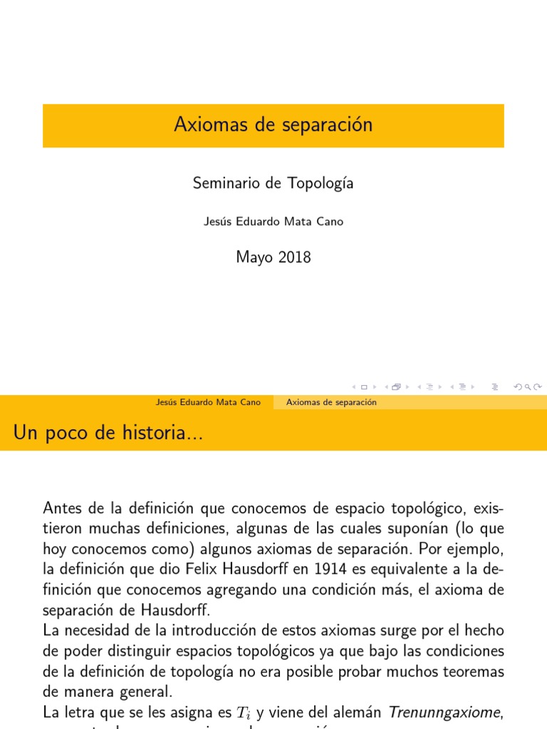 6 Axiomas de Separcion PDF Topología Espacio métrico