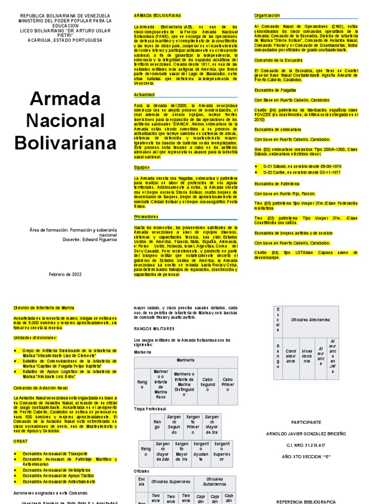 Estructura y Modernización de la Armada Venezolana | PDF | Fuerzas ...