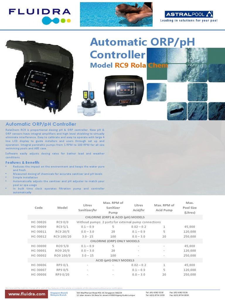 Automatic ORP & PH Controller Rola Chem RC9 PDF Ph