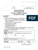 Education Bureau Tryout Study 2016 Primary 3 English Language Reading & Writing