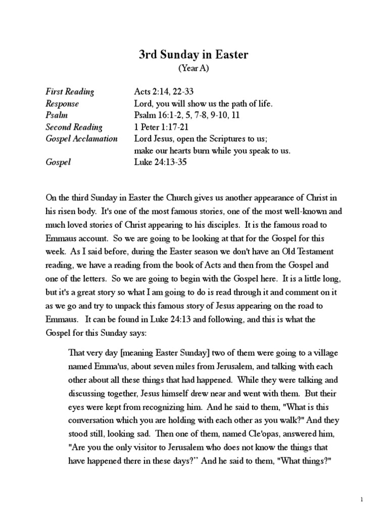 Road to Emmaus: Easter Sunday Reflection | PDF | Jesus | Eucharist