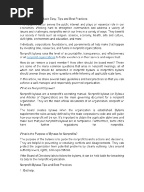 Nonprofit Bylaws Made Easy