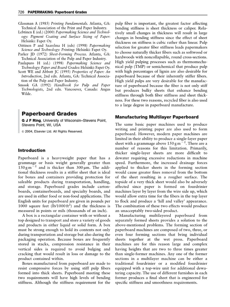Paperboard Grades PDF Paperboard Paper