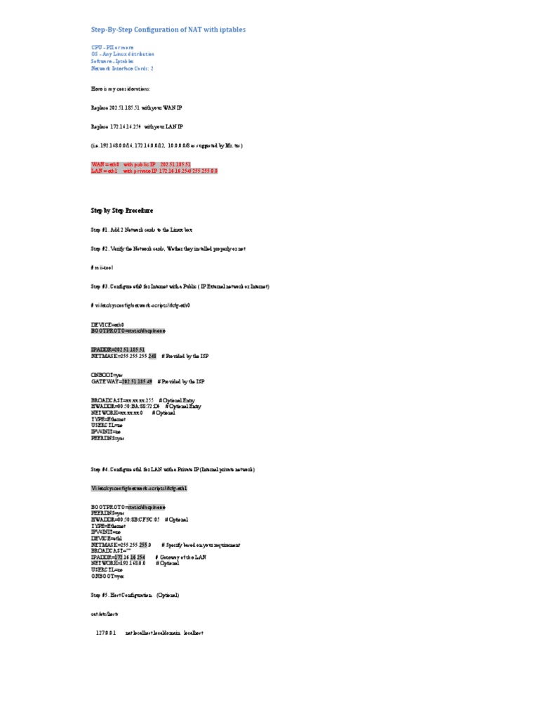 Step To Configure NAT With IP Tables | PDF | Data Transmission | Ip Address